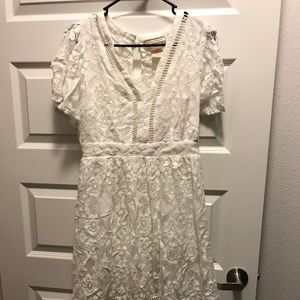 Vici Away With The Breeze Lace Midi Dress